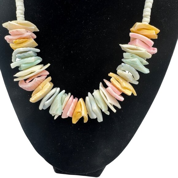 Puka Shell Bead Necklace Pastel Multi-Color Tropical Vacation Boho Summer - Picture 3 of 8